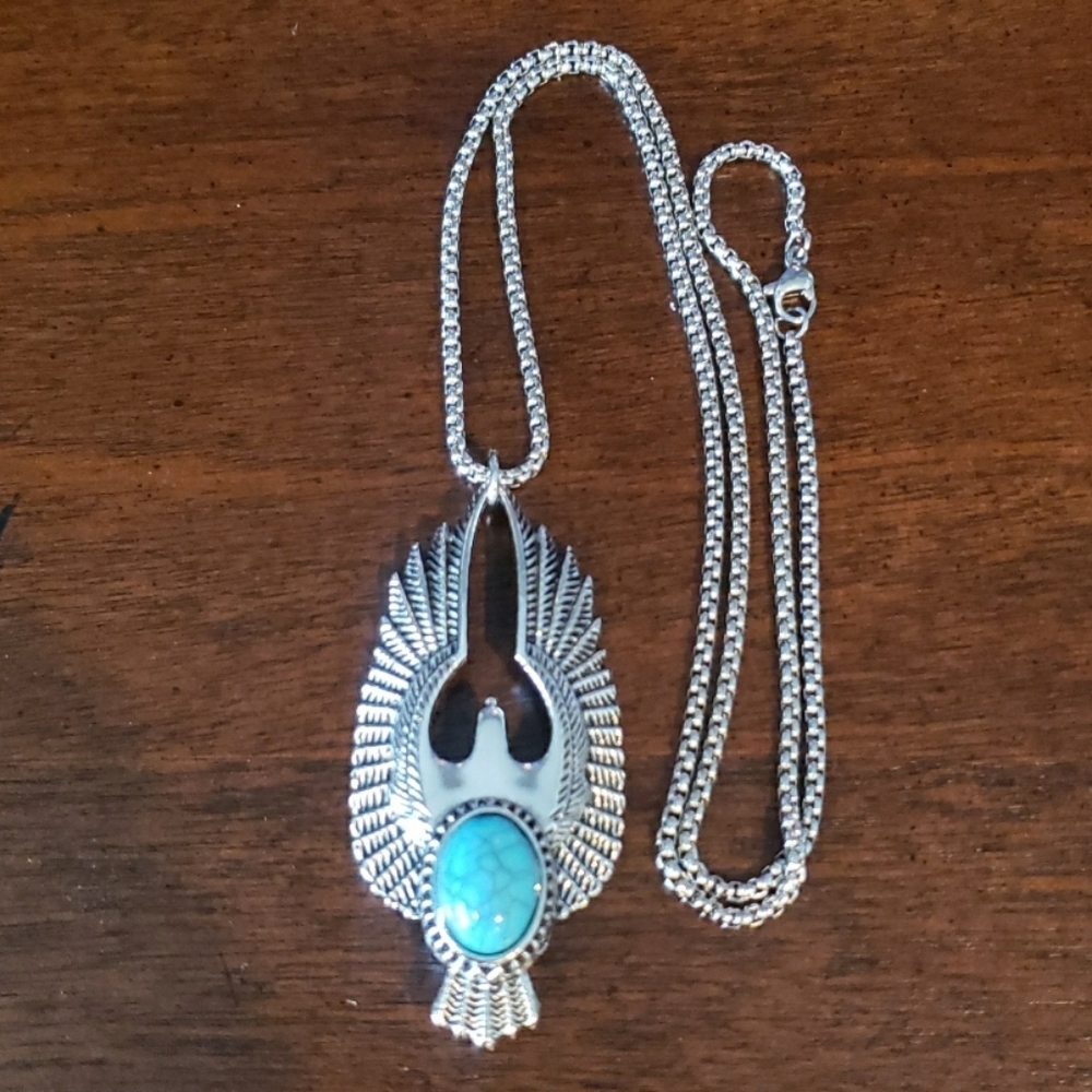 Turquoise Eagle Pendant Necklace